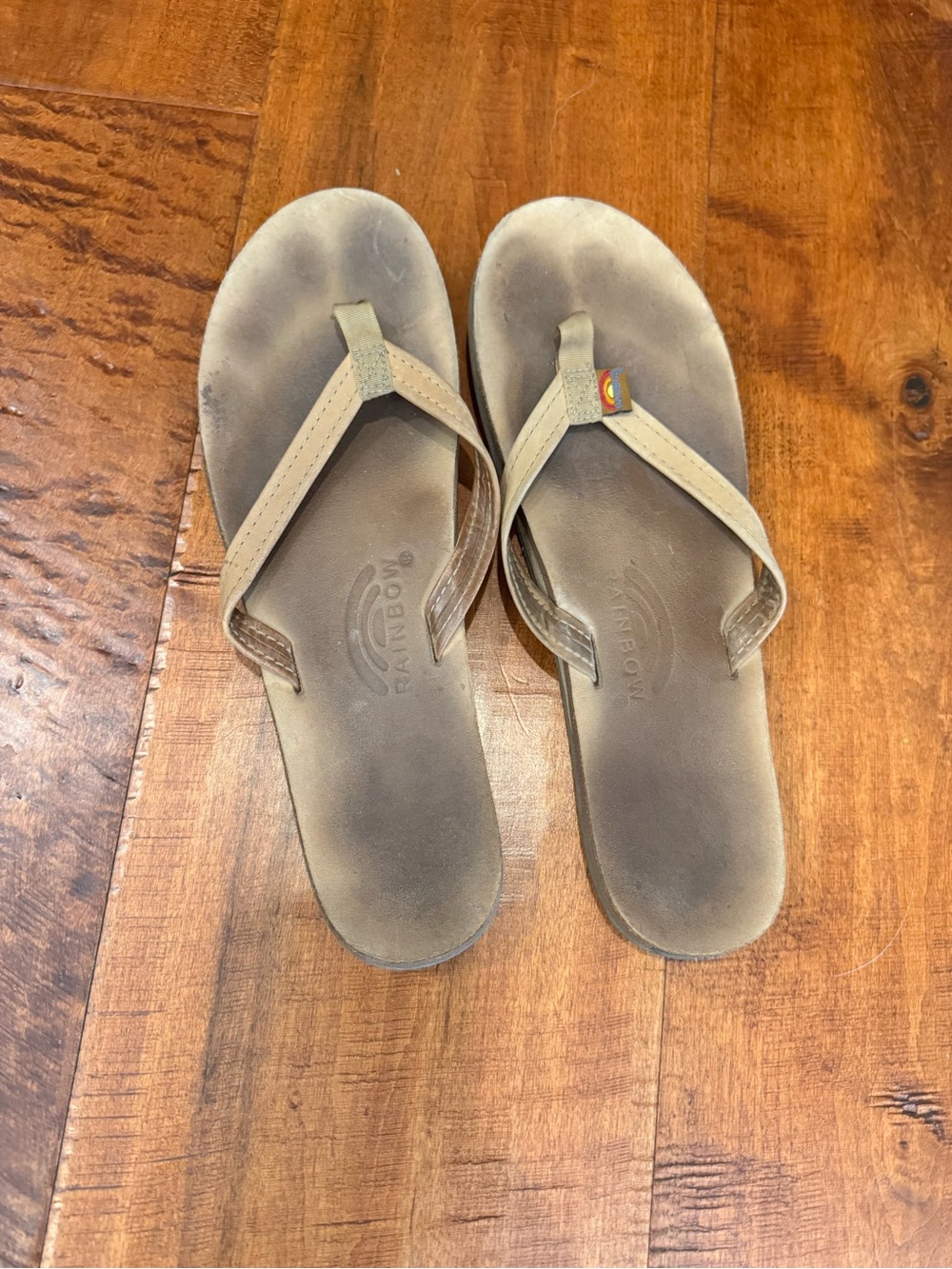 Rainbow Tan Flip-Flops- size 9